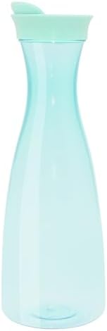 OGGI Clear Carafe w/Flip Open Lid - Ideal Juice Bottle, Clear Pitcher with Lid, Tea Pitcher, Water Carafe, 1.6 Lt(54Oz), Aqua Tint by OGGI