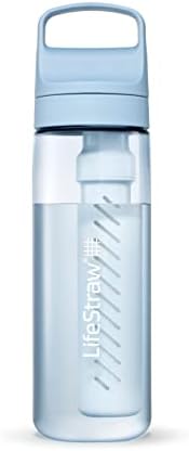 LifeStraw Go Series – BPA-Free Water Filter Bottle for Travel and Everyday use removes Bacteria, parasites and microplastics, Improves Taste, 22oz Icelandic Blue by Unknown