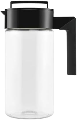Takeya Airtight Pitcher - Durable BPA-Free Eastman Tritan Odor/Stain-Resistant Leakproof Lid for Iced Tea/Water Easy-Grip Silicone Handle Spill-Free Spout Fridge-Friendly Made in USA 1 Quart/Black by Takeya