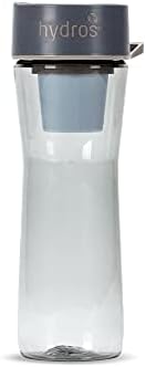Hydros Water Filter Bottle, 20 Oz, Patented Fast Flo Tech, Dishwasher Safe, 20 Second Quick Fill, Leak Proof, BPA Free, Grey by Hydros