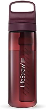 LifeStraw Go Series BPA-Free Water Filter Bottle, 22 oz, Merlot Me Away by Unknown