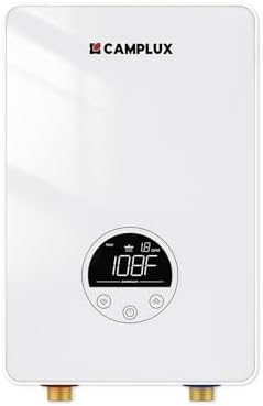CAMPLUX Tankless Water Heater Electric 120V, 4500W Point of Use Instant Hot Water Heater, Save Space for Sink Wall Mounted LED Digital Display CSA Certified by CAMPLUX