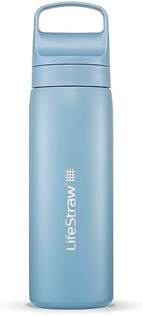 LifeStraw Go Series Insulated Steel Water Filter Bottle, 18 oz, Icelandic Blue by Unknown