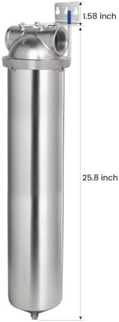 NSF/ANSI 42 Certification Big+ Stainless Steel Filter Housing for 20”Length,4.5"OD Filter Cartridge, Drain Valve Style C (Square Head) - Image 3