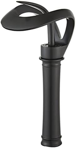 Black Bathroom Vessel Faucet Round Creative Hollowed Design Waterfall Spout by Chiczam