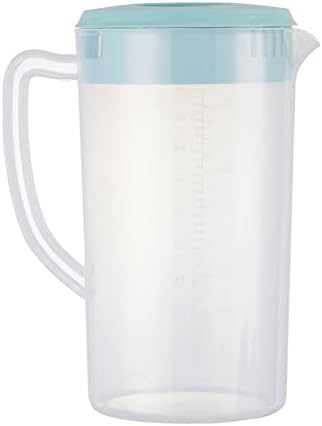 81oz/2.4Litre/0.63 Gallon Plastic Water Pitcher with Lid BPA-FREE Carafes Mix Drinks Water Jug for Hot/Cold Juice Beverage Ice Tea (Sky Blue, 81oz) by SEAYIN