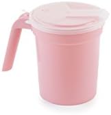 Medegen H222-10 Bedside Pitcher with Straw Port, Dusty Rose, Translucent Lid, 28 oz Capacity, Pack of 100 by Medegen