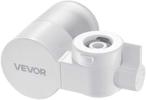 VEVOR Faucet Mount Water Filter, Horizontal Water Purifier for Sink Tap, Carbon Fiber Filters, Removes Chlorine Lead with 1 Filter, Fits Most Kitchen or Bathroom Faucets, White by VEVOR