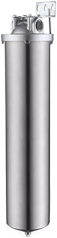 NSF/ANSI 42 Certi Stainless Steel Jumbo Size Filter Housing for 20" Filter Cartridge, 1" NPT Water Filter Housing, Drain Valve Style C (Square Head) by Amwater