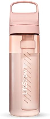 LifeStraw Go Series – BPA-Free Water Filter Bottle for Travel and Everyday use removes Bacteria, parasites and microplastics, Improves Taste, 22oz Cherry Blossom Pink by Unknown