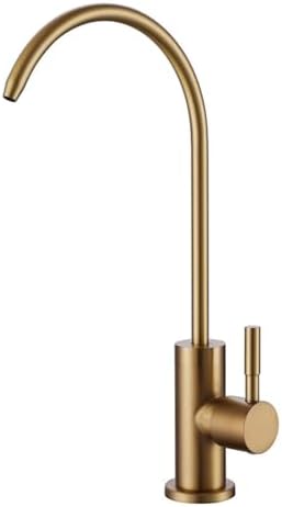 Stainless Steel Kitchen Sink Water Filter Drinking Swan Neck Tap Single Cooling Plating,Brushed Gold by Unknown