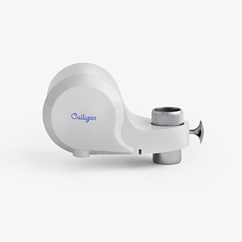 Culligan CULFMWHRF Faucet Mount Water Filter - White Water Filter for Sink Faucet Reduces Microplastics & Reduces Chlorine, Easy Installation Filtration System for Clean Tap Drinking by CulliganWater