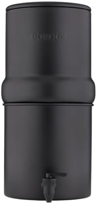 Boroux Compact Gravity-Fed Countertop Stainless Steel Water Filter System | 1.8 Gallons with 2 Authentic Black Foundation. Filters | Matte Black by Boroux