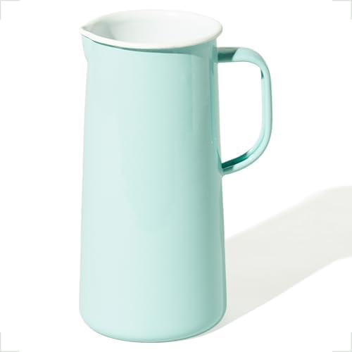 Falcon Enamelware Pitcher (57 oz), Metal Pitcher with Spout & Handle by FalconEnamelware