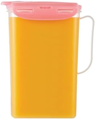 LocknLock Aqua Fridge Door Water Jug | Clear Pitcher | BPA Free Plastic_Pitcher with Lid, Pitcher with Lid for Water, Juice, Tea & More Beverages, Pink, 64 Ounces (Pack of 12) by LocknLock