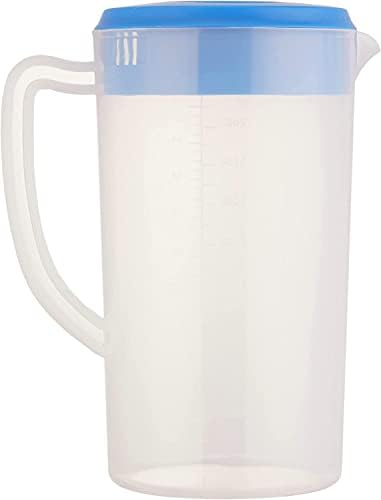81oz/2.4Litre/0.63 Gallon Plastic Water Pitcher with Lid BPA-FREE Carafes Mix Drinks Water Jug for Hot/Cold Juice Beverage Ice Tea (Navy, 81oz) by SEAYIN