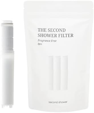 SecondShower Clinically Proven Filter for Skin Health, Removes 99% of Chlorine & Chloramine, NSF Certified Filtration for Hard Water, Eco Friendly Natural Vitamin C Shower Filter (3 Pack) by SecondShower