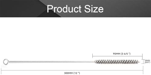 12 Inch Pipe Cleaning Brush Set with Stainless Steel Bristles, Steel Wire Tube Brush Kit for Auto Parts Polishing, Machining, Bottles, Tubes, Etc.（10mm-10pcs） - Image 2