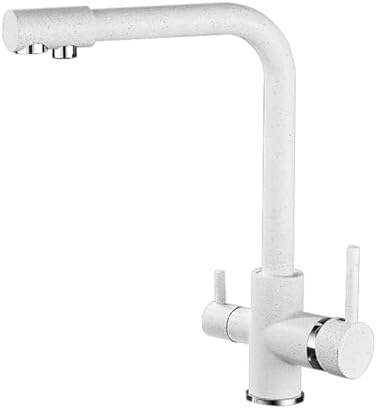 3-Way Kitchen 360° Swivel Osmosis Water Filter Tap with Dual Levers White Sink Mixer Perfect for Drinking Water Modern Design Easy Installation,White by Unknown