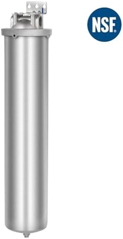 NSF/ANSI 42 Certi Stainless Steel Jumbo Size Filter Housing for 20" Filter Cartridge, 1" NPT Water Filter Housing, Drain Valve Style C (Square Head) - Image 2