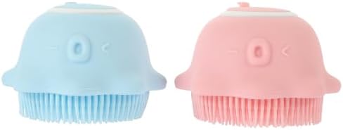 2pcs Silicone Shower Body Brush with Soap Holder for Babies by SOLUSTRE