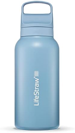 LifeStraw Go Series Insulated Steel Water Filter Bottle, 1 L, Icelandic Blue by Unknown