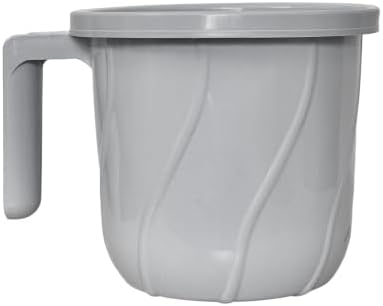 Premium BPA Free Plastic Mugs for Bathroom, Bath Mug, Stripes Design Bathing Mugs Dabba Camping Mug, 50 Ounce Capacity (1, Smoke Grey) by VAKRATUNDA+KITCHENWARES