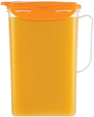 LocknLock Aqua Fridge Door Water Jug | Clear Pitcher | BPA Free Plastic Pitcher with Lid | 2 Quart Pitcher with Lid for Water, Juice, Tea & More Beverages, Orange by LocknLock
