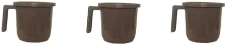 Premium BPA Free Plastic Mugs for Bathroom, Bath Mug, Stripes Design Bathing Mugs Dabba Camping Mug, 50 Ounce Capacity (3, Coffee Brown) by VAKRATUNDA+KITCHENWARES