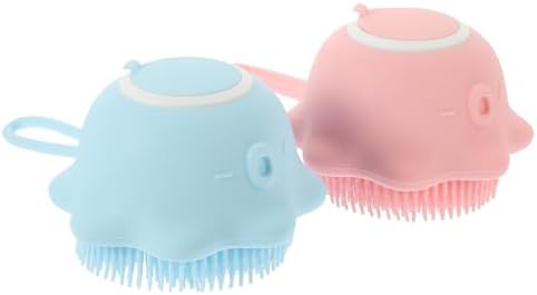 2pcs Small Silicone Bath Brush with Shower Gel Holder for Babies by HAPINARY