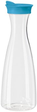 OGGI Clear Carafe w/Flip Open Lid - Ideal Juice Bottle, Clear Pitcher with Lid, Tea Pitcher, Water Carafe, 1.6 Lt(54Oz), Aqua by Unknown