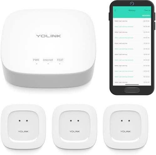 YoLink Water Leak Sensor 1 Kit: 3-Pack + Hub by YoLink