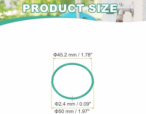HARFINGTON 5 Pcs Fluorine Rubber O-Rings 50mm OD 45.2mm ID 2.4mm Width Round Sealing O Ring Seal Gasket for Industrial Engines Plumbing Faucet Hose Automotive - Image 2