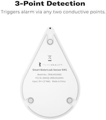 THIRDREALITY Smart Water Leak Sensor KM1, Matter Over WiFi, 1 KM1-controller with 100dB Alarm & 3 Water Detectors, 3-Year Battery Life, No Batteries, Work with Apple Home, Alexa, Home Assistant, Homey - Image 5
