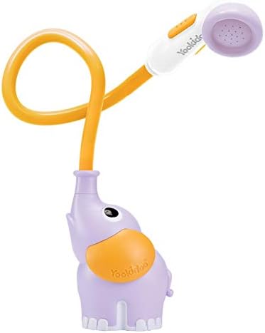 Yookidoo Baby Bath Shower Head - Elephant Water Pump and Trunk Spout Sprayer - One Handed Flow Control for Newborn Babies in Tub Or Sink (Purple) by Yookidoo