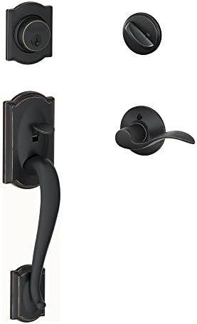 SCHLAGE Camelot Single Cylinder Handleset and Left Hand Accent Lever, Aged Bronze (F60 CAM 716 Acc LH) by Unknown