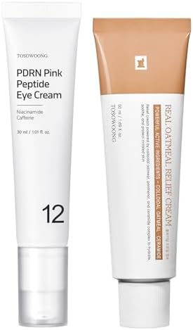 TOSOWOONG Calm & Correct Routine: Colloidal Oatmeal Cream for Dryness & Salmon DNA Eye Treatment for Fine Lines - Fragrance-Free Soothing & Firming K-Beauty Kit by TOSOWOONG