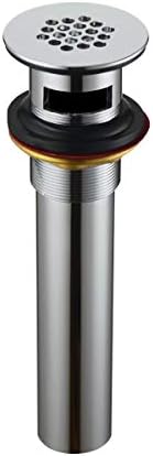 Purelux Grid Drain Strainer Assembly with Overflow for Bathroom Sink, Made of Brass Chrome Finish by Purelux