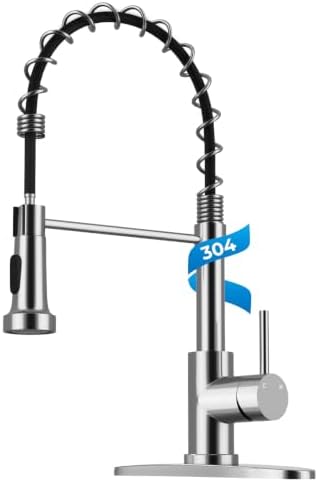 WEWE Utility Sink Faucet with Sprayer, Pull-Down, Polished Chrome, High Arc by WEWE