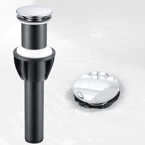TIORIY Vessel Sink Drain Without Overflow, Bathroom Pop up Sink Drain Fit for 1 3/4 Inch Vessel Sink, Built-in Anti Clogging Sink Stopper, Chrome by TIORIY