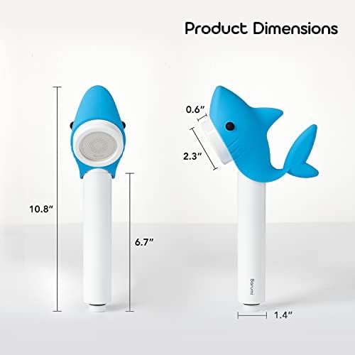 Barumi Livo Handheld Filtered Showerhead for Kids - Shark Blue | Micro Laser-Cut for Soft Water Spray, Multi-Level Filtration Removes Chlorine and Impurities for Skin and Hair - Image 6