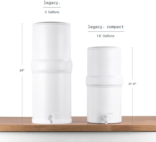 Boroux Compact Gravity-Fed Countertop Stainless Steel Water Filter System | 1.8 Gallons with 2 Authentic Black Foundation. Filters | Matte White - Image 2