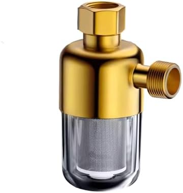 Washing Machine Water Filter, 40 Micron Reusable Brass Sediment Filter with Stainless Steel Washable Core & Transparent Housing for Household Water Appliances by Unknown