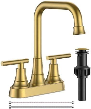 FORIOUS Centerset Brushed Gold Bathroom Faucet 4 Inch, Gold Vanity Faucet by FORIOUS