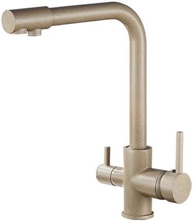 3-Way Kitchen 360° Swivel Osmosis Water Filter Tap with Dual Levers White Sink Mixer Perfect for Drinking Water Modern Design Easy Installation,Beige by Unknown