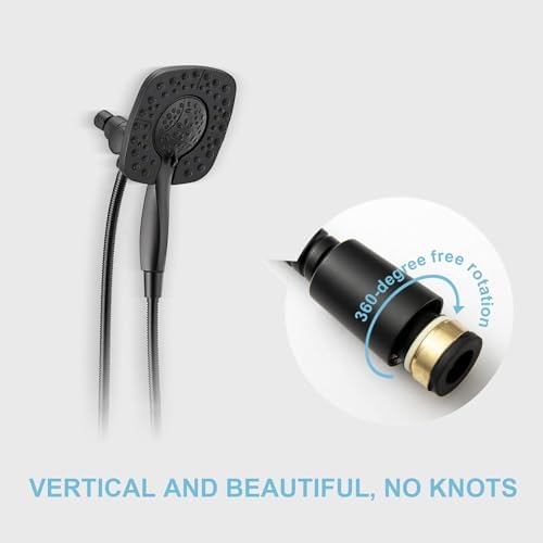 OFFO Shower Hose, Kink Free Stainless Steel Shower Hose Attachment Electroplating Handheld Shower Head Hose Flex Hoses Extension with Brass Insert & Nut for Pet Bathing Cleaning 80 in, Matte Black - Image 3