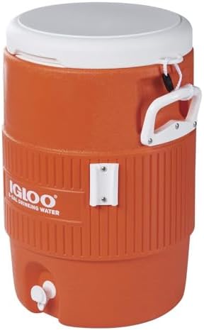 Beverage Jug, Orange With White Seat-Top Lid & Handles, 5-Gallons - Image 4