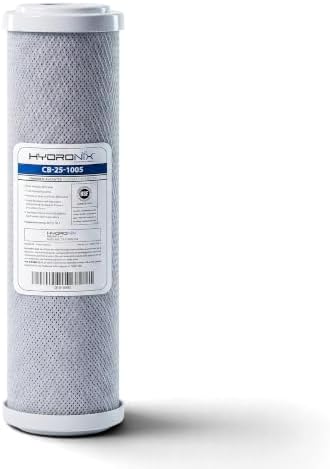 Hydronix CB‑25‑1005 Whole House Coconut Carbon Block Water Filter – 5-Micron Replacement Cartridge for RO & Drinking Water Systems | Standard 2.5 x 10 Inch Filter Housings | 6-Month Replacement by Hydronix