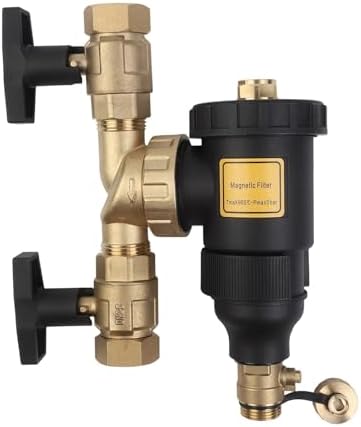 Central Heating Filter, Magnetic Boiler Sludge Separator with Stainless Steel Mesh, DN20 DN25 DN32 Threaded Water Heater Dirt Filter for HVAC System Impurity(DN25/1 male valve) - Image 4