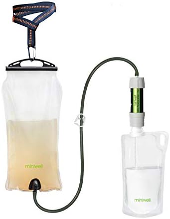miniwell Gravity Water Filter Ultralight Multi-Purpose Hiking Accessories Optional Emergency kit TUV Certified Hurricane Storm Supplies (Water Filter with Water Tank by MINIWELL